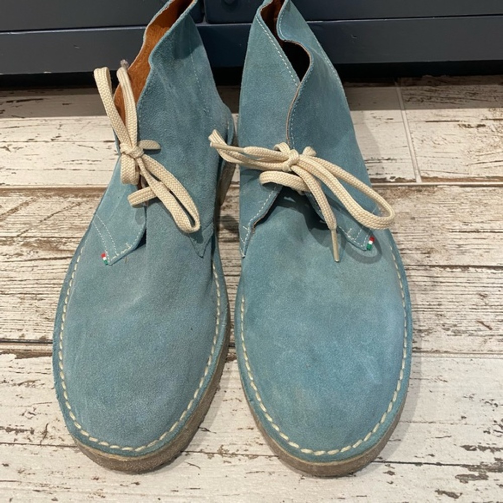 ITALIAN blue SUEDE boots- unisex but under men's! MADE IN ITALY 🇮🇹EUC!Like NEW